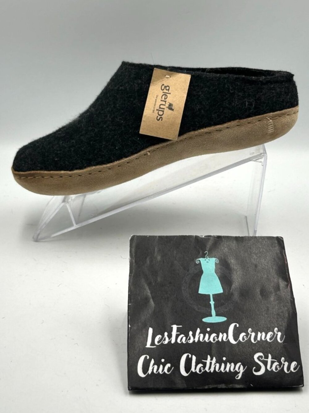 NWT Glerups Women's Black Charcoal Wool Leather Sole Slip-On Slipper Sz 5.5 3283 - Picture 14 of 16